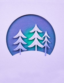 Block Print Forest Scene