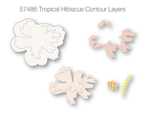 Tropical Hibiscus Contour Layers