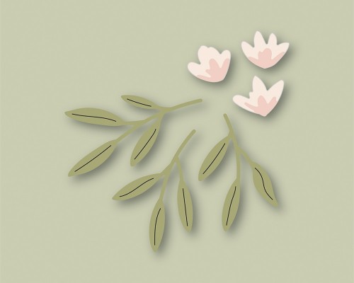 Tiny Tuft Flowers and Leaves Contour Layers