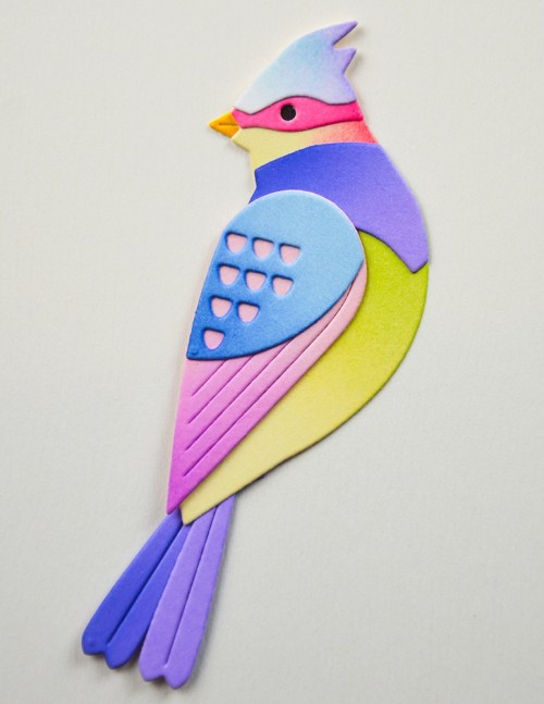 Block Print Perched Tropical Bird