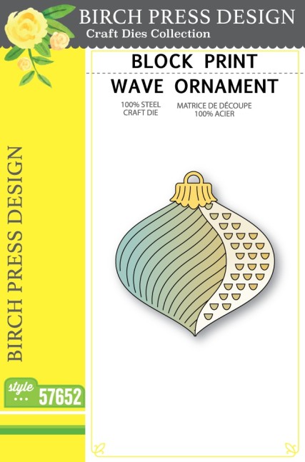 Block Print Wave Ornament