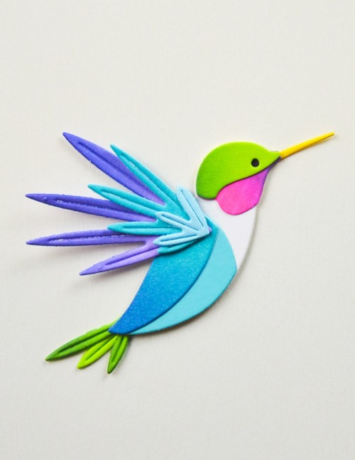 Block Print Soaring Hummingbird